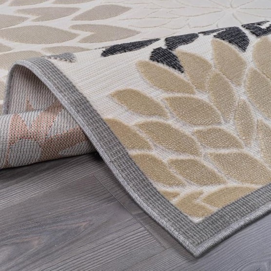 Outdoor Rug 9x12 Large Modern Floral Tropical Area Rugs for Indoor and Outdoor Patio Easy to Clean Non Shedding Living Room Porch Garden Washable Outside Carpet (9 x 12 Beige)