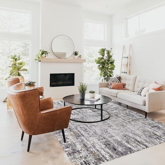 Rugs for Living Room, Area Rug, Large Soft Shag Rug for Apartment Bedroom, Modern Geometric Floor Plush Rug for Mens Office, Living Room Carpet Rug