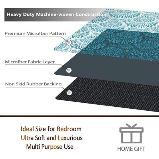 Soft Plush Fluffy Carpets 8x10 Ft Boho Oriental Geometric Floral Rugs for Bedroom Living Room, Super Soft and Comfy Carpet, Cute Carpets for Kids Nursery Boys Girls Home Gray Blue