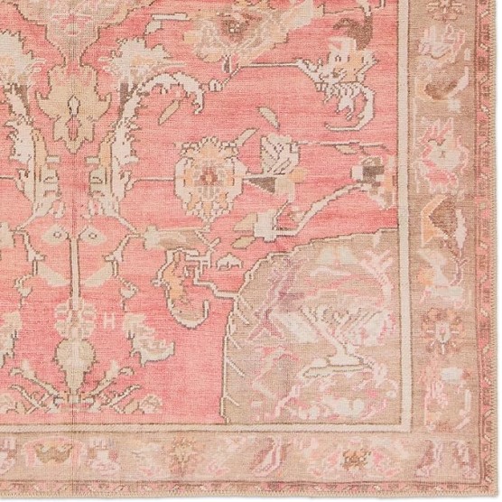 , Machine Washable 9x12 Large Area Rug, Boho Pink/Beige Living Room Rug