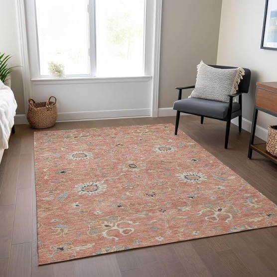 Chantille ACN1137 Pink 9' x 12' Indoor Outdoor Area Rug, Easy Clean, Machine Washable, Non Shedding, Bedroom, Entry, Living Room, Dining Room, Kitchen, Patio Rug