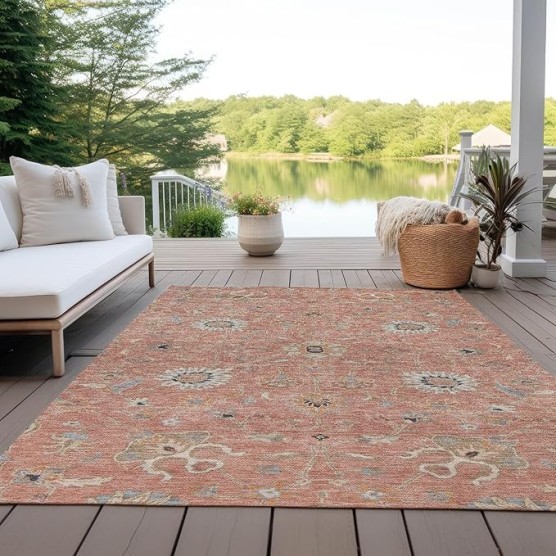 Chantille ACN1137 Pink 9' x 12' Indoor Outdoor Area Rug, Easy Clean, Machine Washable, Non Shedding, Bedroom, Entry, Living Room, Dining Room, Kitchen, Patio Rug