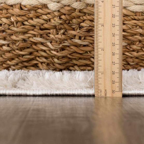 Arilla Modern Geometric Diamond Area Rug for Living Room, Bedroom - Machine Washable Area Rug - Contemporary Soft Cozy Shag Rug - High Pile - Peach, Medium Gray - 7'10" x 10' (8x10)