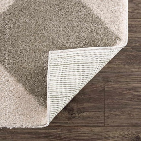 Arilla Modern Geometric Diamond Area Rug for Living Room, Bedroom - Machine Washable Area Rug - Contemporary Soft Cozy Shag Rug - High Pile - Peach, Medium Gray - 7'10" x 10' (8x10)