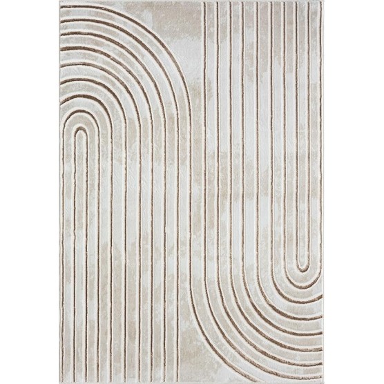 Glam Collection Area Rug - Beige/Cream Modern Abstract Design - 9' x 12' - for Living Room, Bedroom & Office