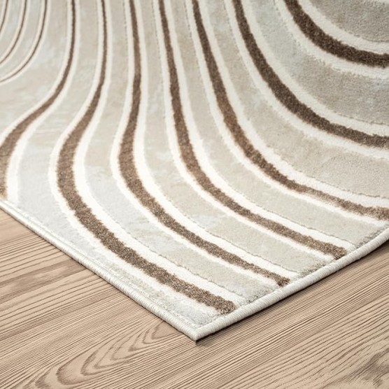 Glam Collection Area Rug - Beige/Cream Modern Abstract Design - 9' x 12' - for Living Room, Bedroom & Office