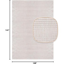 Easy Jute Large Rug 9x12 Solid Washable Durable Outdoor Indoor Area Rugs for Living Dining Room Patio Office Stain Resistant Non Shedding Casual Indoor Outside Carpet 9 x 12 Off-White