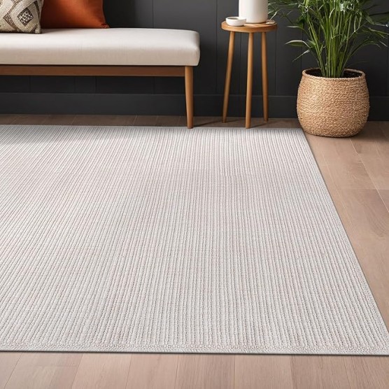 Easy Jute Large Rug 9x12 Solid Washable Durable Outdoor Indoor Area Rugs for Living Dining Room Patio Office Stain Resistant Non Shedding Casual Indoor Outside Carpet 9 x 12 Off-White