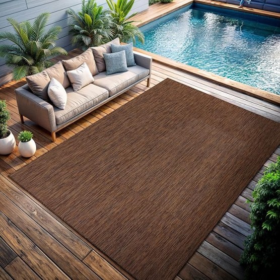 Outdoor Rug 9x12 Modern Area Rugs for Large Indoor and Outdoor Patios and Porches - Waterproof, Washable, Non-Shedding, Easy-to-Clean Outside Carpet (9 x 12, Solid - Gold)