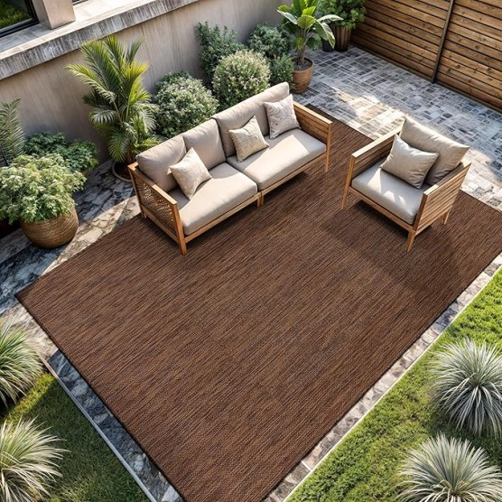 Outdoor Rug 9x12 Modern Area Rugs for Large Indoor and Outdoor Patios and Porches - Waterproof, Washable, Non-Shedding, Easy-to-Clean Outside Carpet (9 x 12, Solid - Gold)
