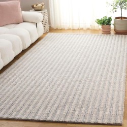 Manhattan Collection Area Rug - 6' x 9', Ivory & Grey, Handmade Wool, Ideal for The Living Room, Dining, Bedroom (MAN225F)