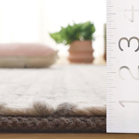 Manhattan Collection Area Rug - 6' x 9', Ivory & Grey, Handmade Wool, Ideal for The Living Room, Dining, Bedroom (MAN225F)