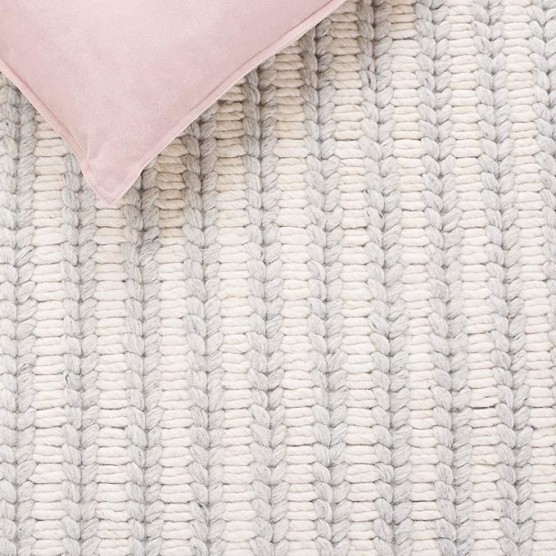 Manhattan Collection Area Rug - 6' x 9', Ivory & Grey, Handmade Wool, Ideal for The Living Room, Dining, Bedroom (MAN225F)