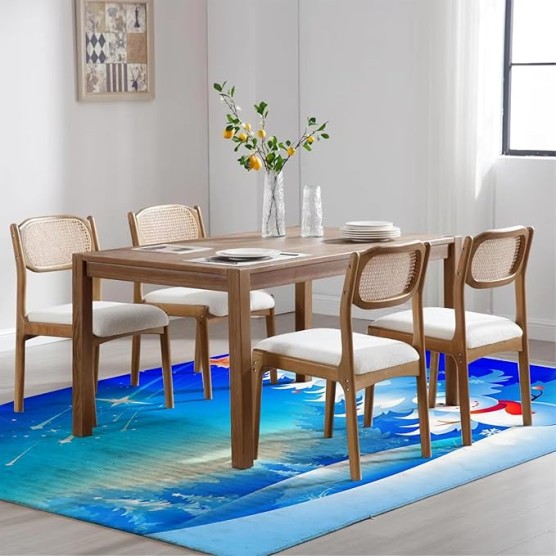 Area Rugs for Bedroom Living Room, Fluffy Fuzzy Shag Shaggy Carpet Soft Plush Furry Bedside Rug, Indoor Floor 7x9 Rug for Kids Girls Boys Home Decor, Blue Snowman Christmas Tree