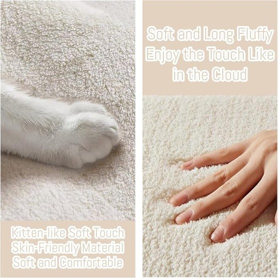 Area Rugs for Bedroom Living Room, Fluffy Fuzzy Shag Shaggy Carpet Soft Plush Furry Bedside Rug, Indoor Floor 7x9 Rug for Kids Girls Boys Home Decor, Blue Snowman Christmas Tree