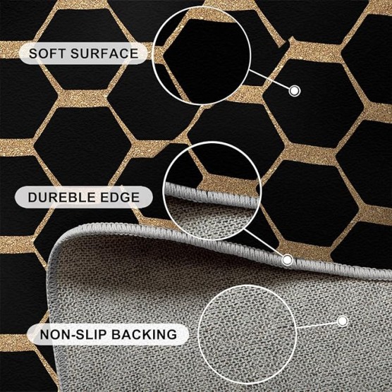 Area Rug 8×10ft Geometric Hexagon Non-Slip Kids Rugs, Marilyn Monroe Glam Collection Washable Collapsible Carpet, Stain Resistant Low Pile Comfortable Feet for Bedroom Living Room Dining