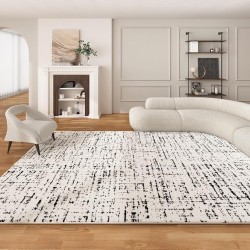 Black and White Area Rug for Bedroom, Faux Wool Washable Area Rug, Black and Cream Area Rug, Non Slip Rug, Area Rugs for Living Room, Entryway, Study Room