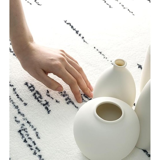 Black and White Area Rug for Bedroom, Faux Wool Washable Area Rug, Black and Cream Area Rug, Non Slip Rug, Area Rugs for Living Room, Entryway, Study Room