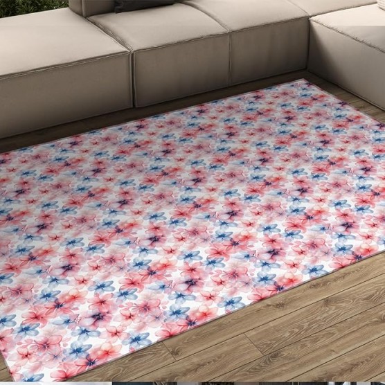Modern Blooming Flowers Area Rug 6'x9' Elegant Upgrade Machine Washable Anti-Slip Rustic Floral Ideal for Home Office Decor