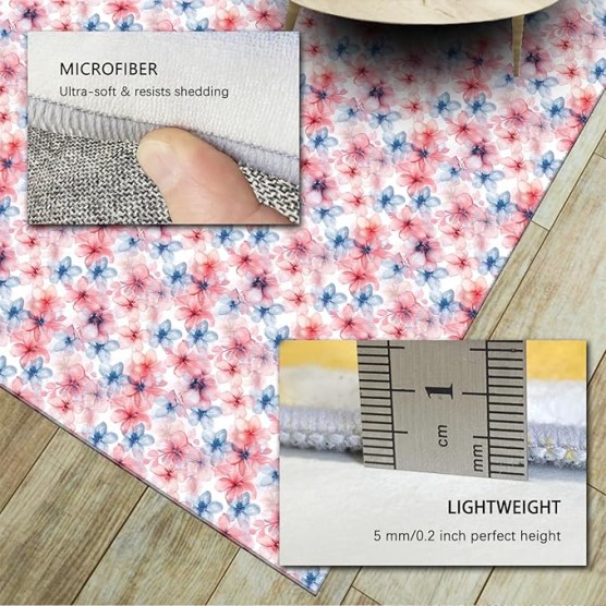 Modern Blooming Flowers Area Rug 6'x9' Elegant Upgrade Machine Washable Anti-Slip Rustic Floral Ideal for Home Office Decor