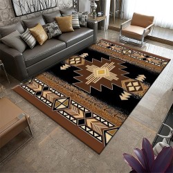 Southwestern Tribal Area Rug - 6x8ft-Native American Indian Individual Rug, Aztec Rug for Living Room Bedroom Dining Carpet with Non-Slip Backing Room, Brown, Gray, Black, Yellow
