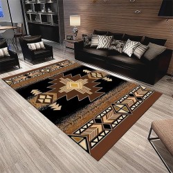 Southwestern Tribal Area Rug - 6x8ft-Native American Indian Individual Rug, Aztec Rug for Living Room Bedroom Dining Carpet with Non-Slip Backing Room, Brown, Gray, Black, Yellow