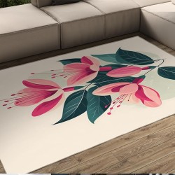 Botanical Floral Area Rug 8'x10' Luxury Modern Entryway Rug Nonslip Rustic Pink Flowers Area Rug for Bedroom Home Office Decor