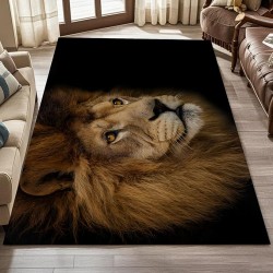 Lion Print Area Rug Modern Machine Wachable Lion Art Rug for Kitchen Dining Room,Ultra-Thin Non-Slip Washable Upgraded Indoor Carpets,Beautiful and Warm,6x9ft/72x108in
