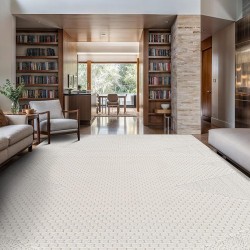 Modern Micro Loop Indoor Area Rugs for Living Room Bedroom Kitchen Geometric Triangle White 9x12 Luxury Durable Low and High Pile Non-Shedding Stain Resistant Soft Area Carpet 9 x 12