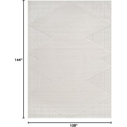 Modern Micro Loop Indoor Area Rugs for Living Room Bedroom Kitchen Geometric Triangle White 9x12 Luxury Durable Low and High Pile Non-Shedding Stain Resistant Soft Area Carpet 9 x 12