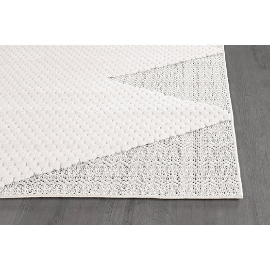 Modern Micro Loop Indoor Area Rugs for Living Room Bedroom Kitchen Geometric Triangle White 9x12 Luxury Durable Low and High Pile Non-Shedding Stain Resistant Soft Area Carpet 9 x 12