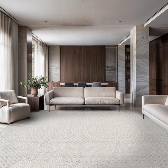 Modern Micro Loop Indoor Area Rugs for Living Room Bedroom Kitchen Geometric Triangle White 9x12 Luxury Durable Low and High Pile Non-Shedding Stain Resistant Soft Area Carpet 9 x 12