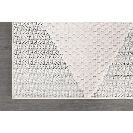 Modern Micro Loop Indoor Area Rugs for Living Room Bedroom Kitchen Geometric Triangle White 9x12 Luxury Durable Low and High Pile Non-Shedding Stain Resistant Soft Area Carpet 9 x 12
