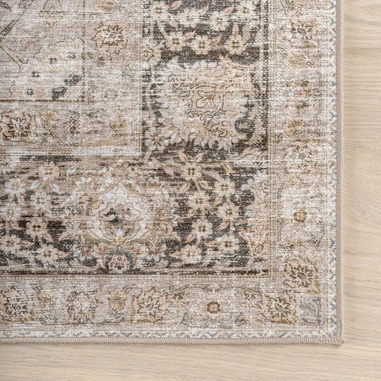 Bayberry Spill Proof Vintage Machine Washable Area Rug, 9x12, Sand