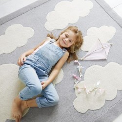 6x6 Handmade Kids Collection Woollen Area Rugs for Your Children's Rooms, Play Areas, Living Room or Any Room Color Grey/White