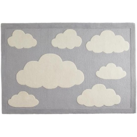 6x6 Handmade Kids Collection Woollen Area Rugs for Your Children's Rooms, Play Areas, Living Room or Any Room Color Grey/White