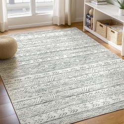 Boho Moroccan Area Rugs 5x7&8x10 Machine Washable Boho Rug for Living Room Bedroom, Vintage Floor Carpet Non-Slip Stain Low Pile Resistant Soft Rug for Indoor Kitchen Office Home Decor