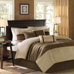 Upgrade Your Bedroom Comfort with 7-Piece Faux Suede Comforter Set, Machine Washable, Elegant Natural Tones for California King