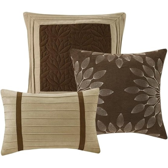 Upgrade Your Bedroom Comfort with 7-Piece Faux Suede Comforter Set, Machine Washable, Elegant Natural Tones for California King