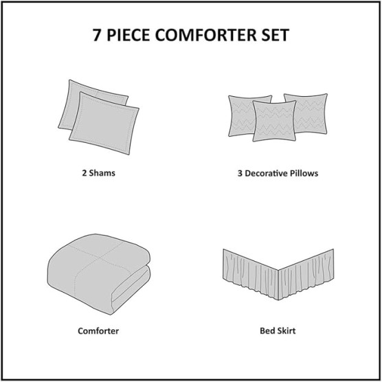 Upgrade Your Bedroom Comfort with 7-Piece Faux Suede Comforter Set, Machine Washable, Elegant Natural Tones for California King