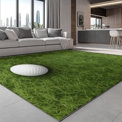 Area Rugs Stain Resistant Machine Washable Area Rug Sports Style Golf Theme Non-Slip Backing Indoor Floor Home Decor for Bedroom Kitchen Living & Dining Room 8 x 10 ft, Green