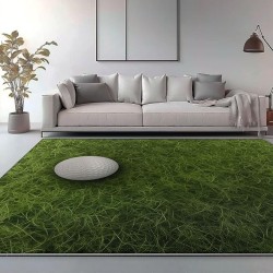 Area Rugs Stain Resistant Machine Washable Area Rug Sports Style Golf Theme Non-Slip Backing Indoor Floor Home Decor for Bedroom Kitchen Living & Dining Room 8 x 10 ft, Green