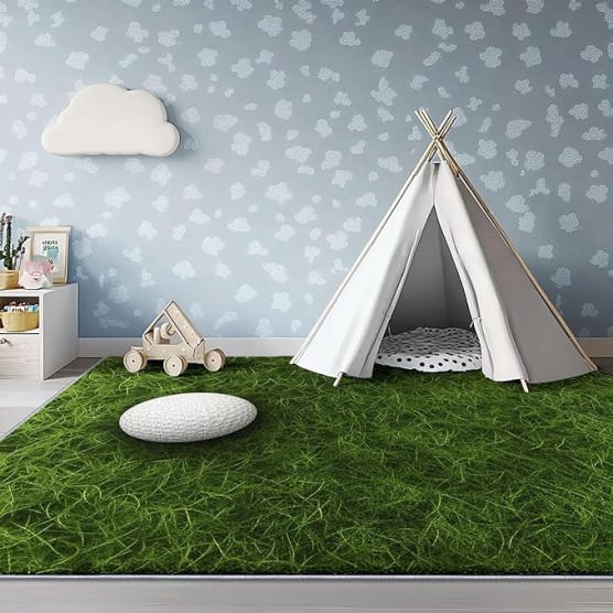 Area Rugs Stain Resistant Machine Washable Area Rug Sports Style Golf Theme Non-Slip Backing Indoor Floor Home Decor for Bedroom Kitchen Living & Dining Room 8 x 10 ft, Green