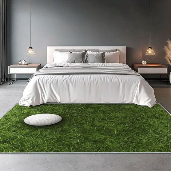 Area Rugs Stain Resistant Machine Washable Area Rug Sports Style Golf Theme Non-Slip Backing Indoor Floor Home Decor for Bedroom Kitchen Living & Dining Room 8 x 10 ft, Green