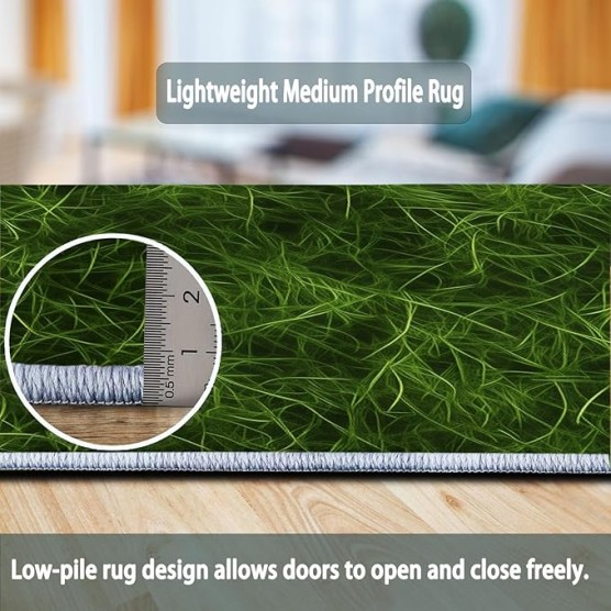 Area Rugs Stain Resistant Machine Washable Area Rug Sports Style Golf Theme Non-Slip Backing Indoor Floor Home Decor for Bedroom Kitchen Living & Dining Room 8 x 10 ft, Green