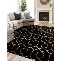 Marilyn Monroe Glam Collection Area Rug - Trellis (6' 1" x 9' Rectangle Black and Gold)