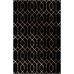 Marilyn Monroe Glam Collection Area Rug - Trellis (6' 1" x 9' Rectangle Black and Gold)