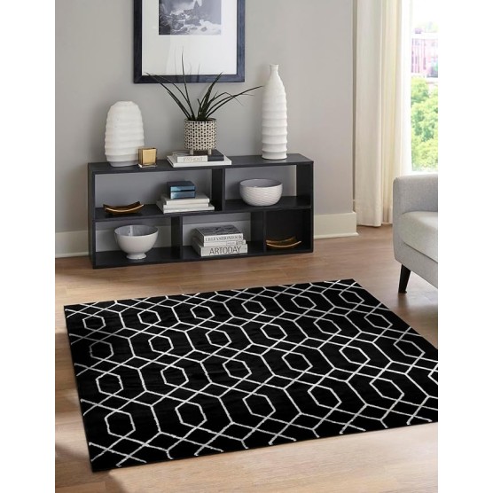 Marilyn Monroe Glam Collection Area Rug - Trellis (10' Square Black and Silver)