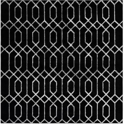 Marilyn Monroe Glam Collection Area Rug - Trellis (10' Square Black and Silver)