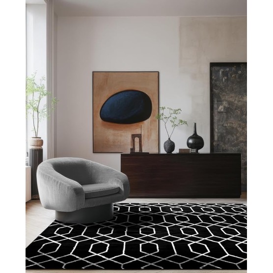 Marilyn Monroe Glam Collection Area Rug - Trellis (10' Square Black and Silver)